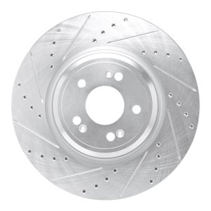 Genesis GV70 Brake Rotor (1) - Front Left - R1 Concepts - Drilled & Slotted - Silver - `21-`25